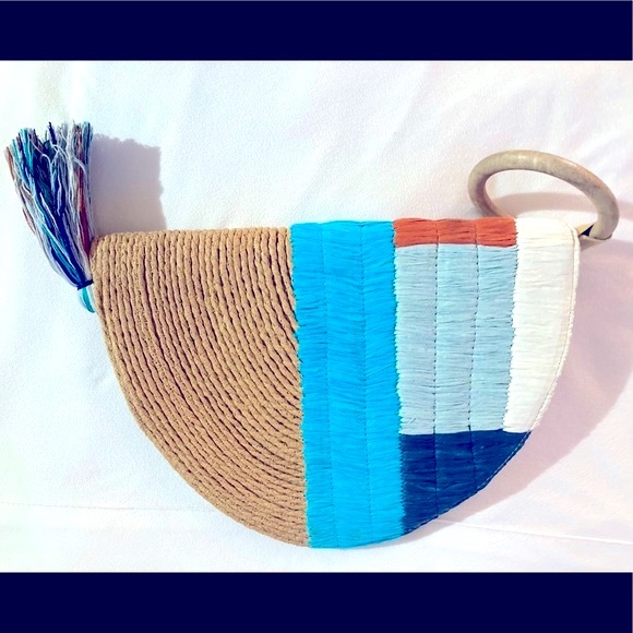 NWT! Roller Rabbit Pandita Clutch Raffia Straw Bag - Picture 2 of 10